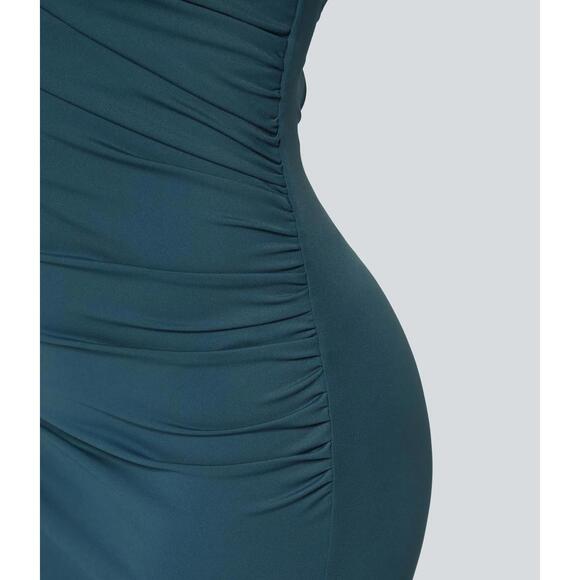 NWT Halara SoftlyZero Airy Crossover Ruched Lace Up Bodycon Dress Size Small - Picture 9 of 10